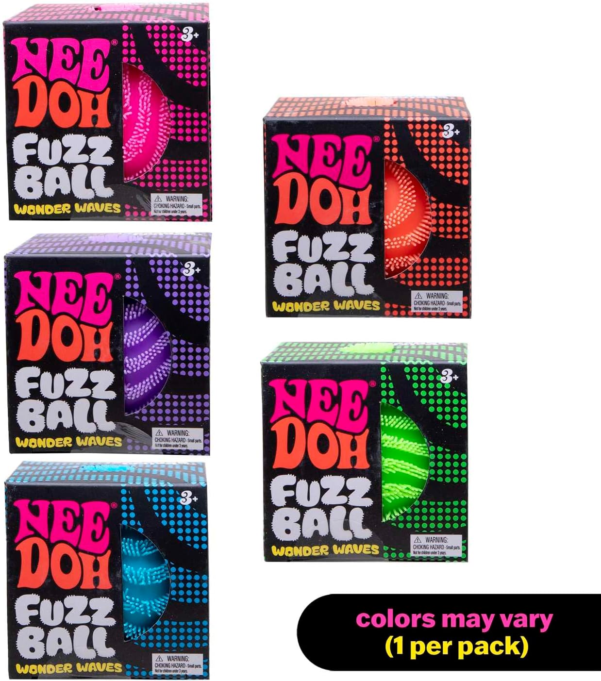 Schylling NeeDoh Fuzz Ball - Sensory Toy with a Velvet Texture and Soft Cloud Squish - Wavy Pattern You Can See and Feel - Ages 3 and Up - Color May Vary; One Per Pack (Wonder Waves) - Image 2